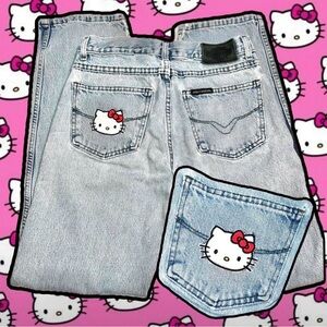 Harley-Davidson Light Blue Straight Leg Jeans with Hello Kitty